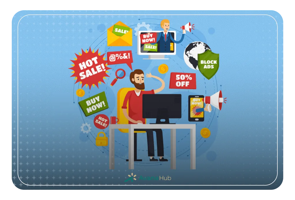 Annoying Popup Blocking Website User Illustration