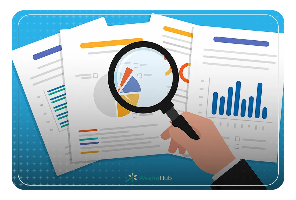 Data Audit Magnifying Glass Business Info